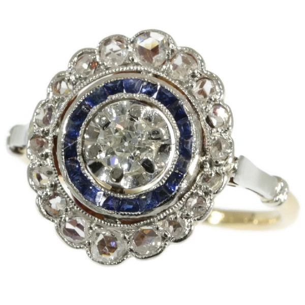 Art Deco diamond and sapphire engagement ring